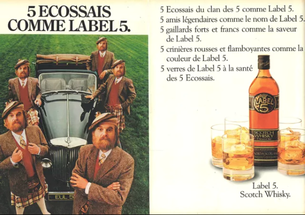 Vintage Label 5 French advertisement 